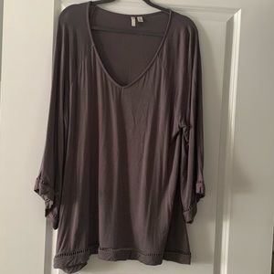 Tunic Casual Top; Cato; XL - fits more like 16/18W; V Neck; Deep Purple